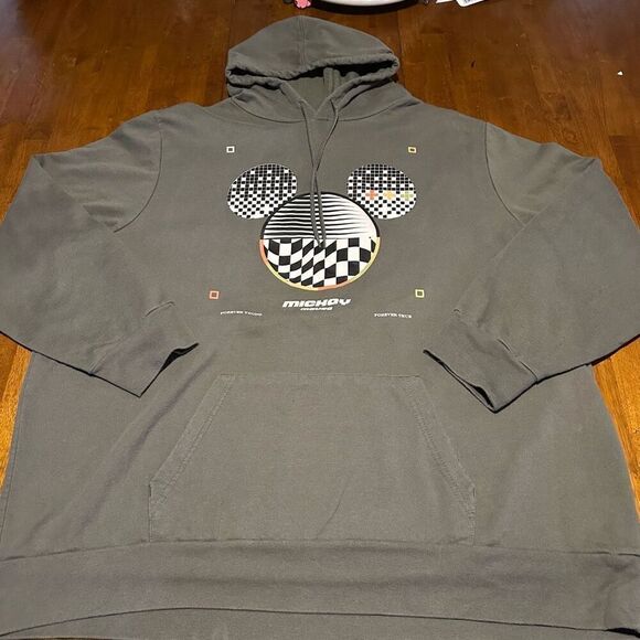 Mickey Mouse Hoodie Mens XXXL Disney Green Pullover Forever Young Forever 3X - Picture 1 of 7